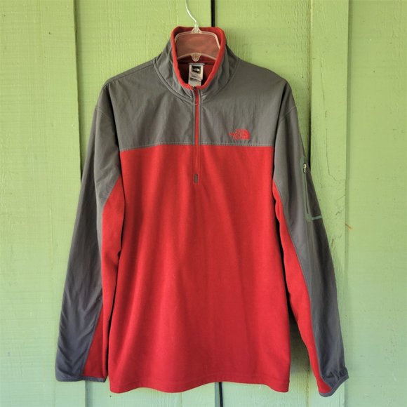 The North Face Other - THE NORTH FACE Red Gray Fleece Half Zip Jacket XL